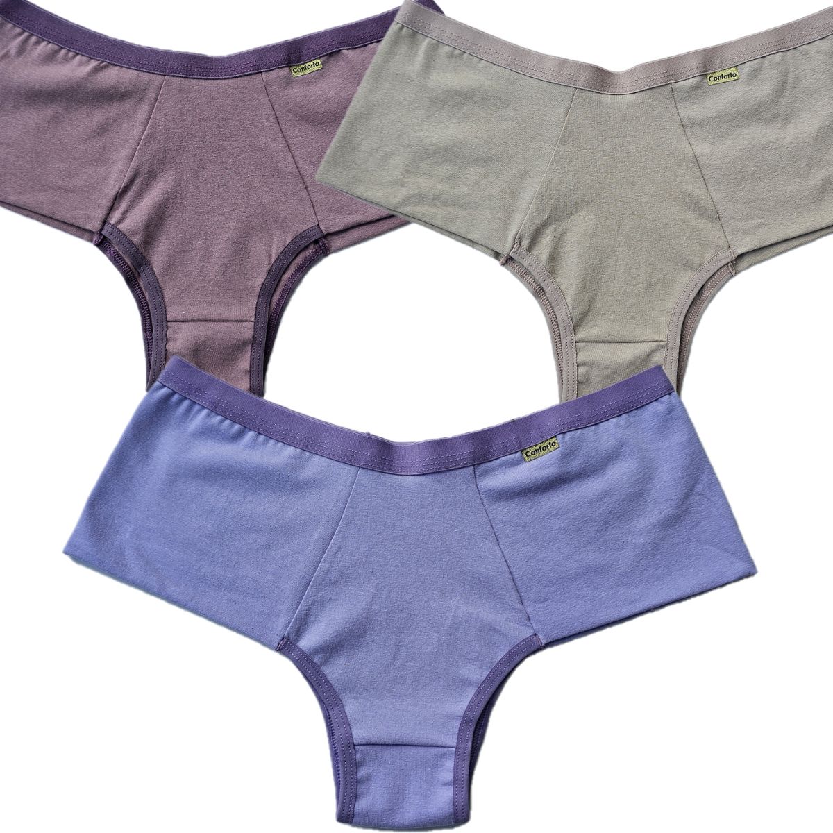 Calcinha Valentina — Calcinhas Femininas, Leve Tudo com Desconto — SKU 704572. Cor: Lilás, Marinho, Satim, Preto. Tamanho: M, G, GG