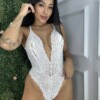 Body Coração Lingerie em Renda Sem Bojo com Costas Abertas e Biju — Body — SKU BODY-COR. Cor: Preto, Branco, Vermelho. Tamanho: M, G, GG