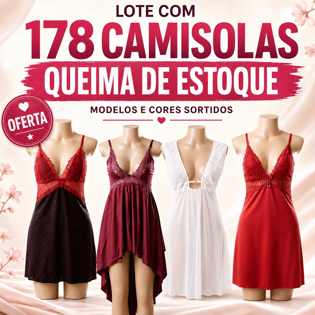 LOTE com 178 CAMISOLAS QUEIMA DE ESTOQUE — Body — SKU KIT-CAMISOLAS
